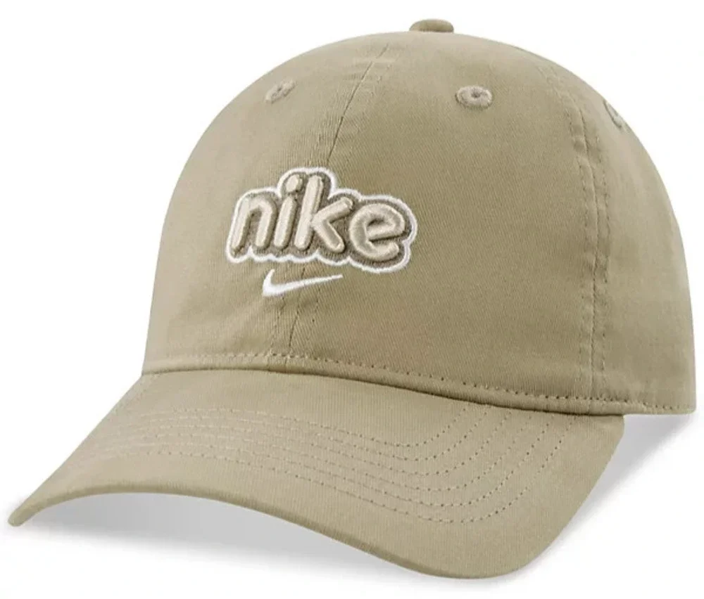 Nike Kids Khaki Baseball Cap (4-7) Club Hat Adjustable Strapback Just Do It Logo